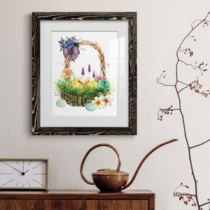 Spring Chick Basket - Barnwood Framed Art Print
