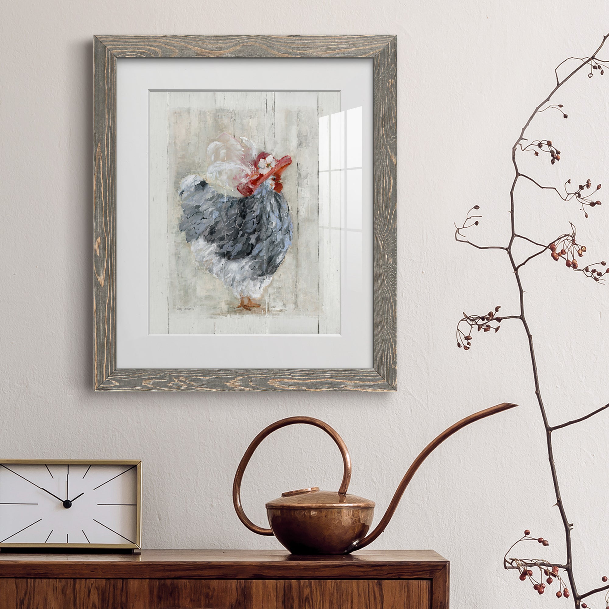 Sunday Best Hen - Barnwood Framed Art Print