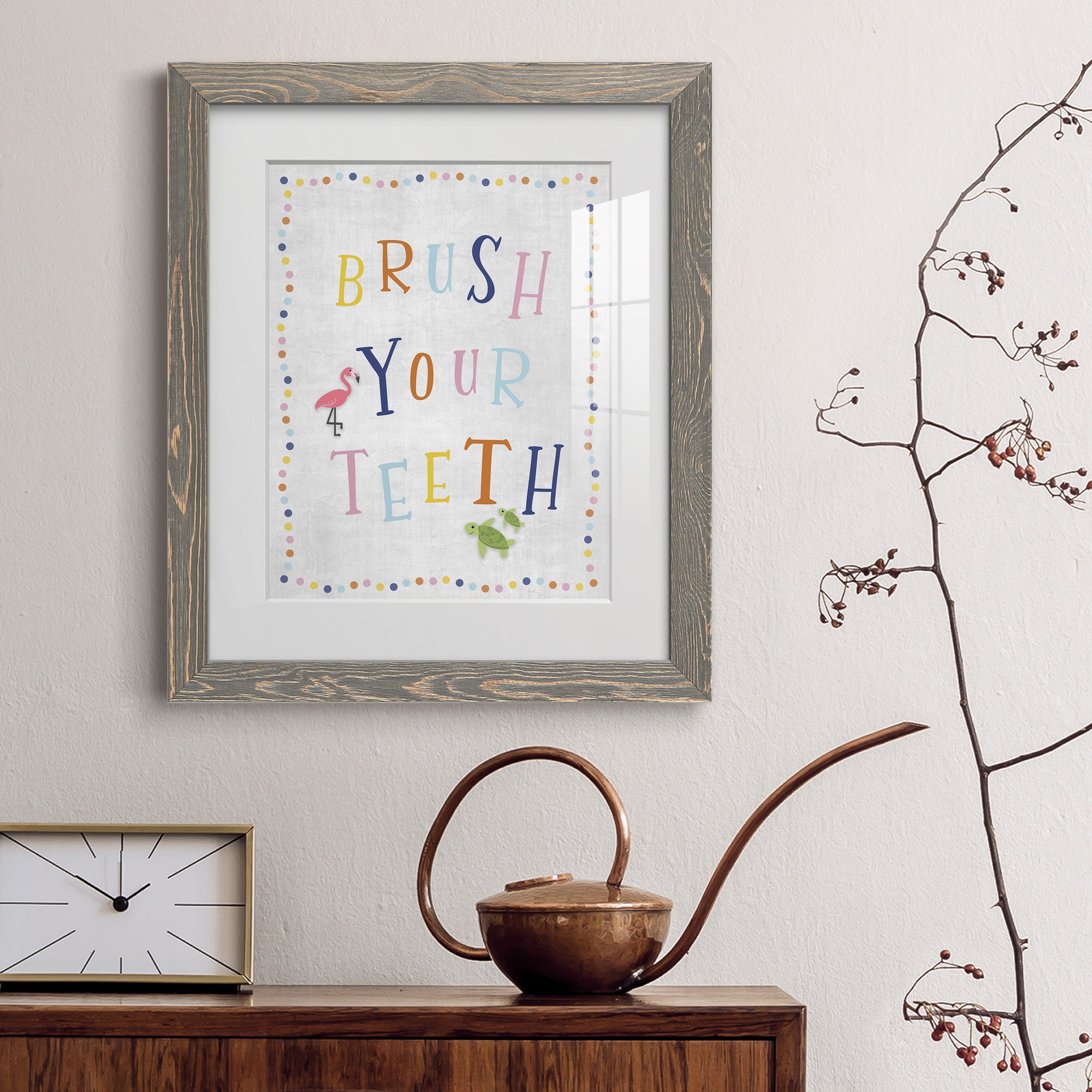 Brush Your Teeth - Premium Framed Print - Distressed Barnwood Frame - Ready to Hang