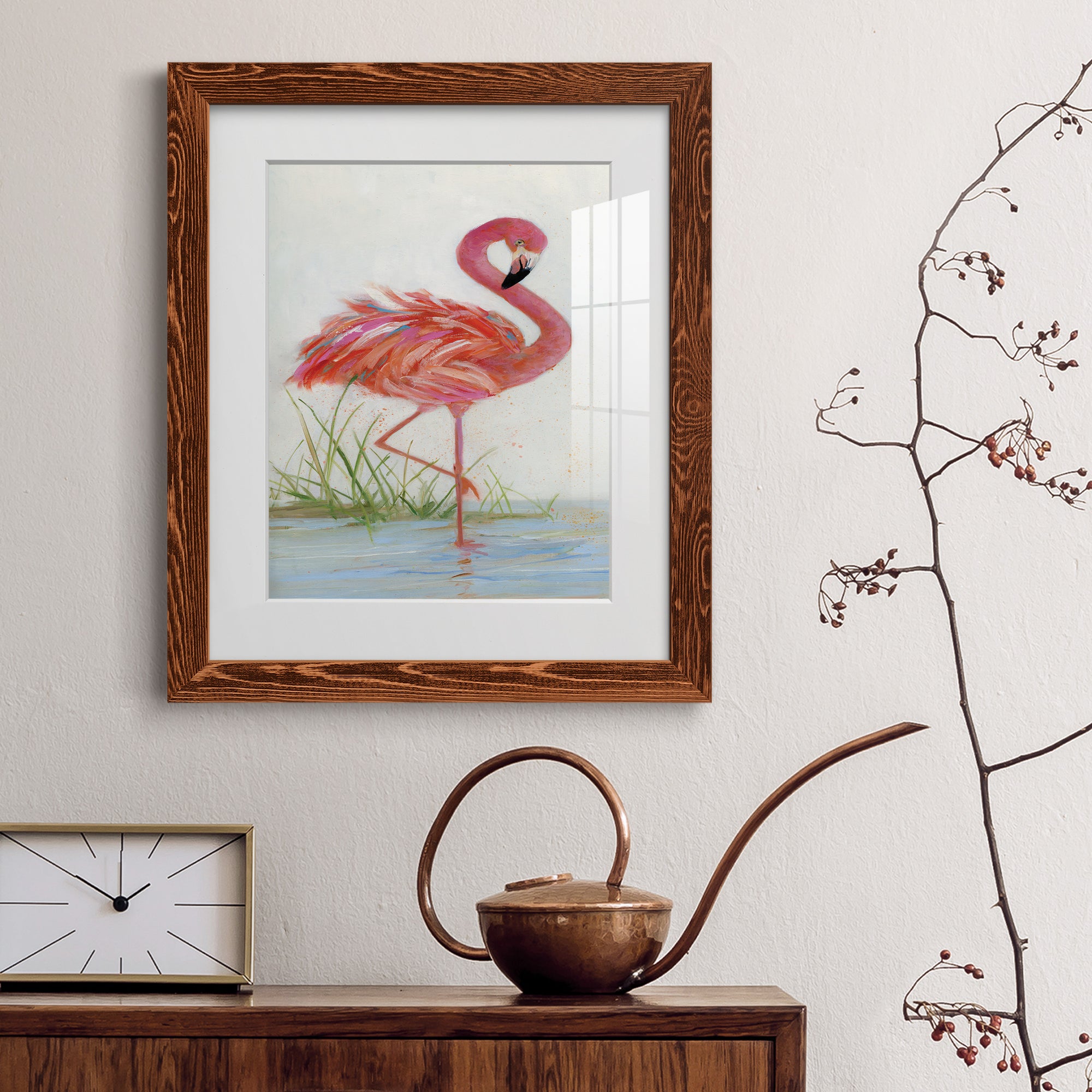 Flamingo I - Barnwood Framed Art Print