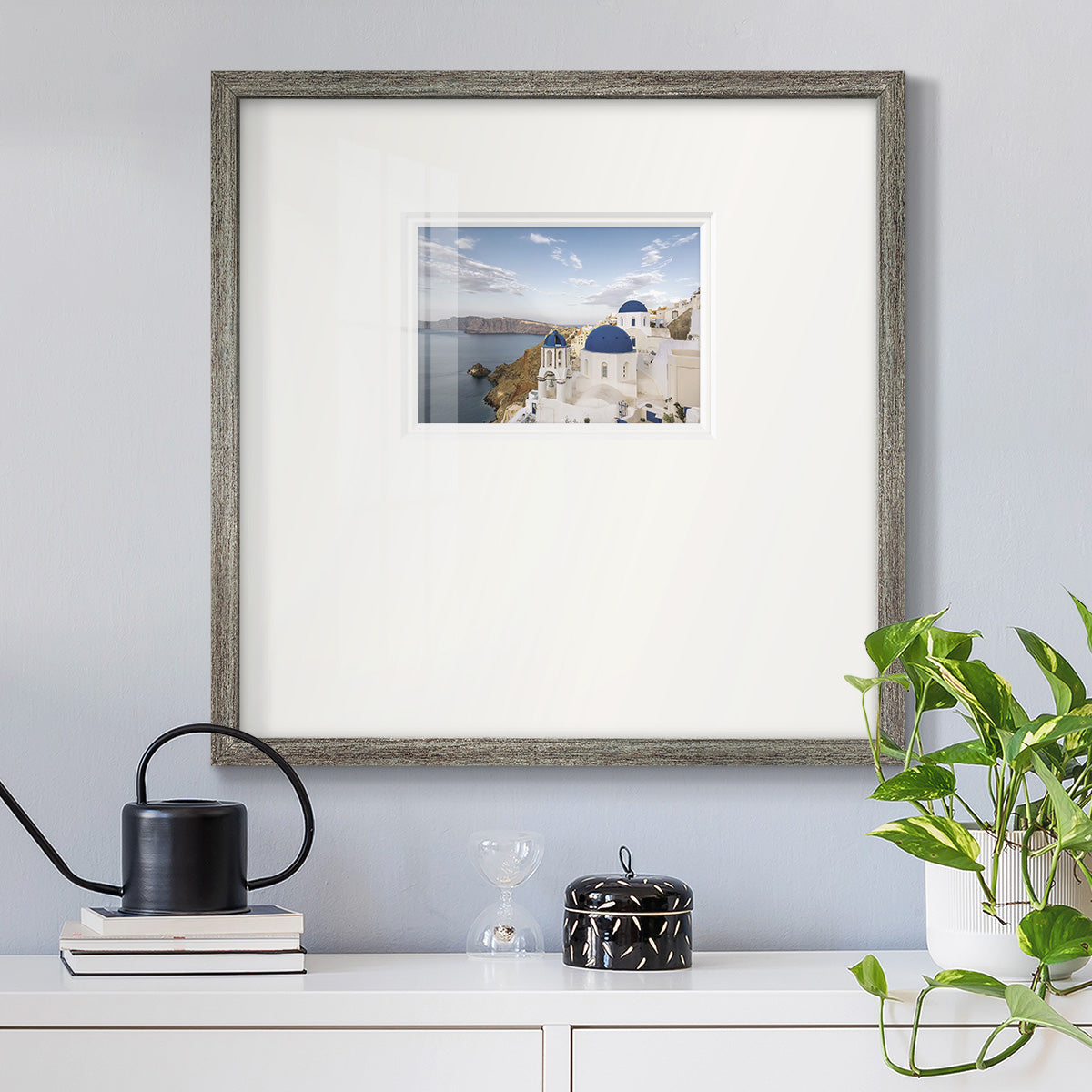Santorini View Premium Framed Print Double Matboard