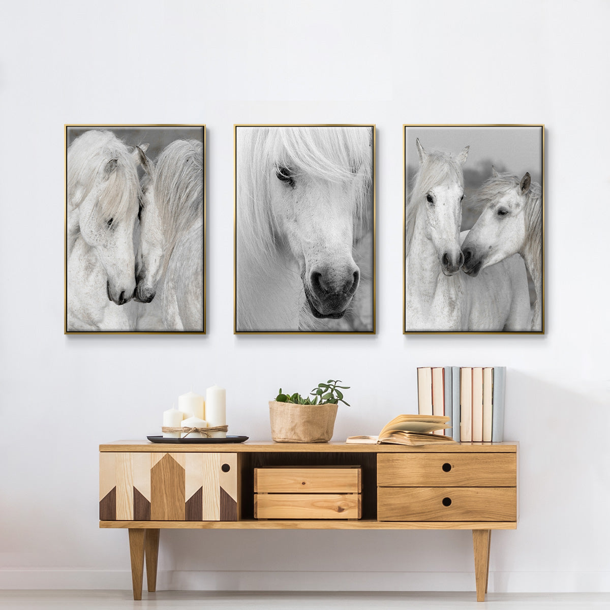 Affection I - Framed Premium Gallery Wrapped Canvas L Frame 3 Piece Set - Ready to Hang