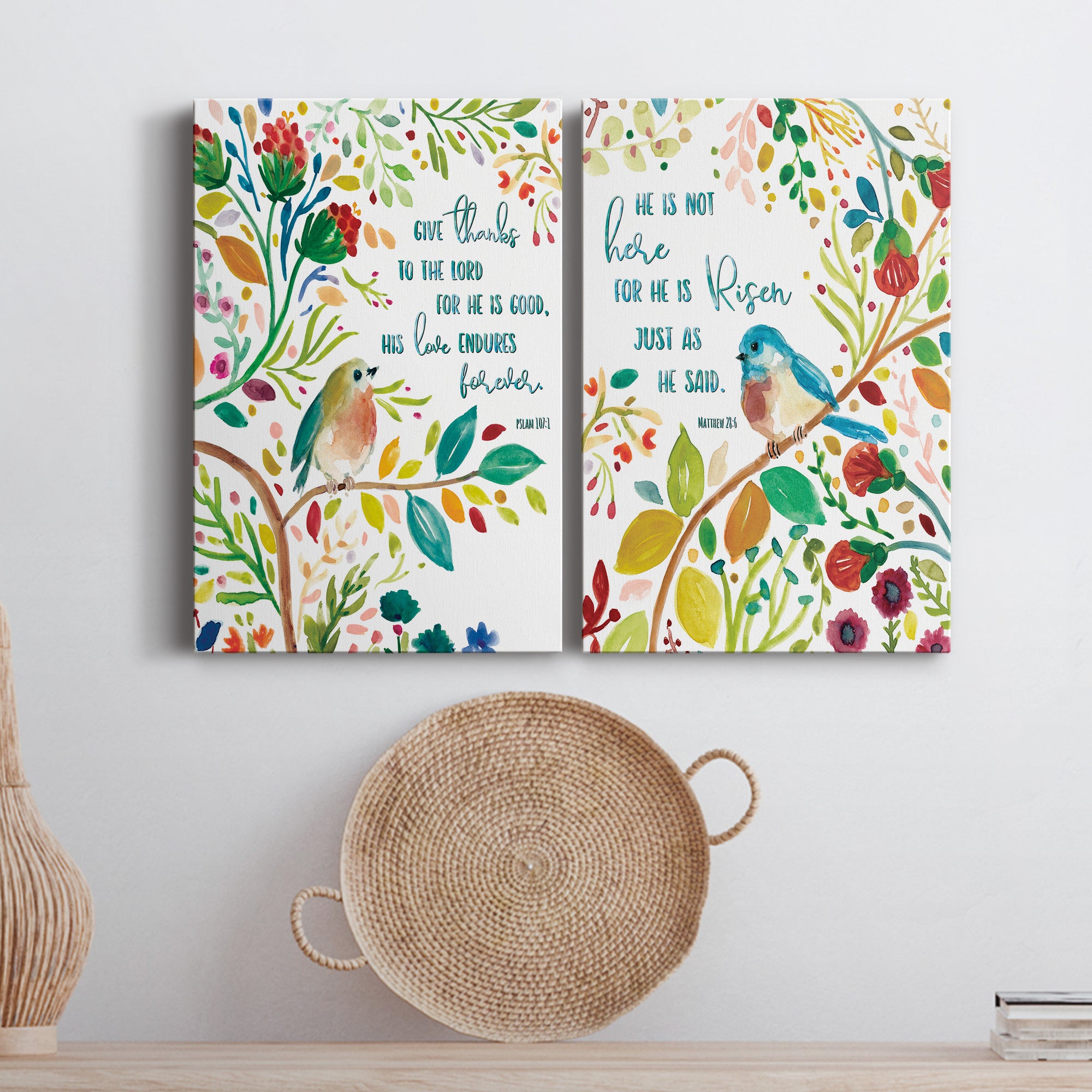Give Thanks Premium Gallery Wrapped Canvas - Ready to Hang - Set of 2 - 8 x 12 Each