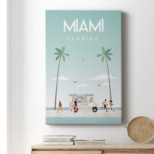 Illustrated Miami Beach I Premium Gallery Wrapped Canvas - Ready to Hang