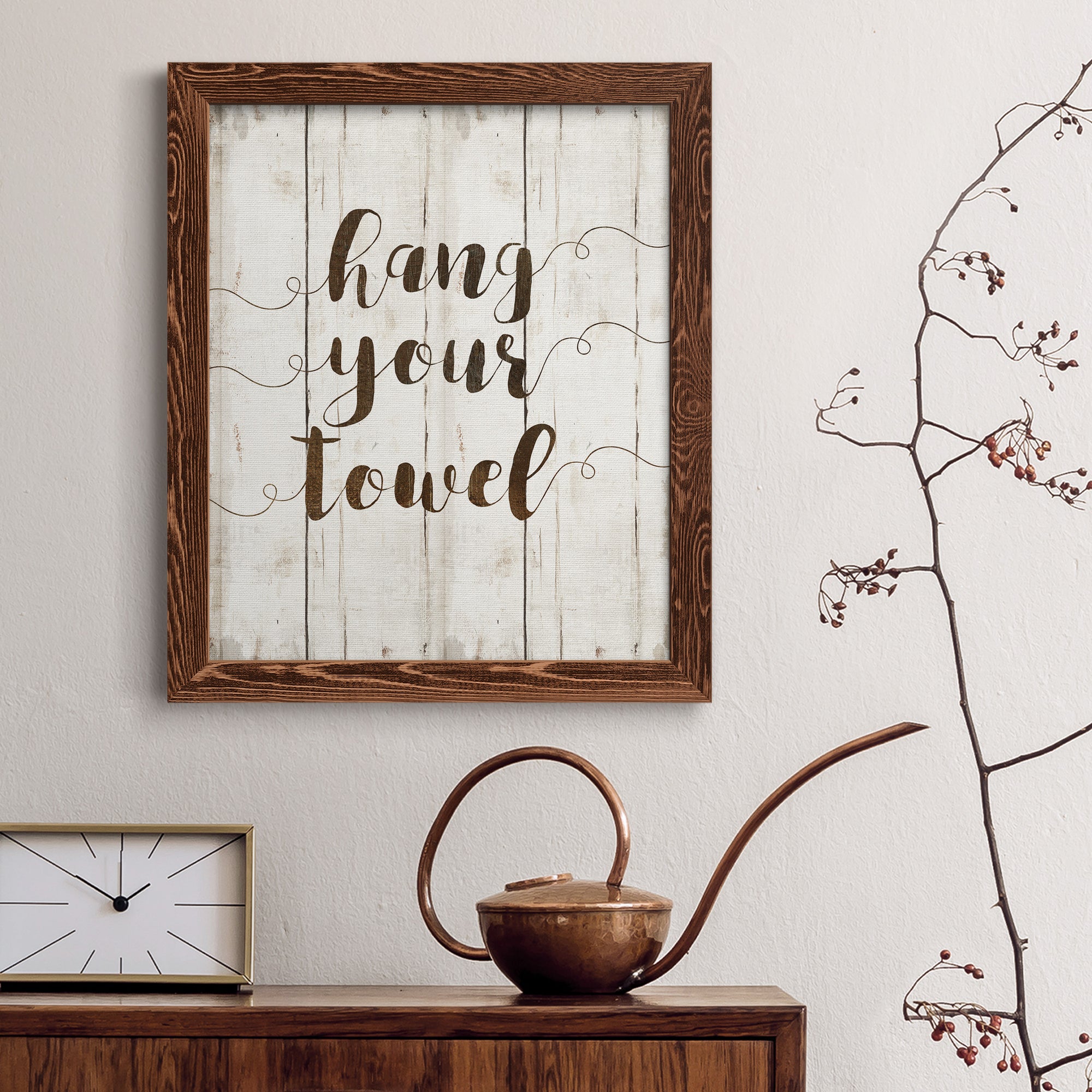 Hang Your Towel - Premium Canvas Framed in Barnwood - Ready to Hang