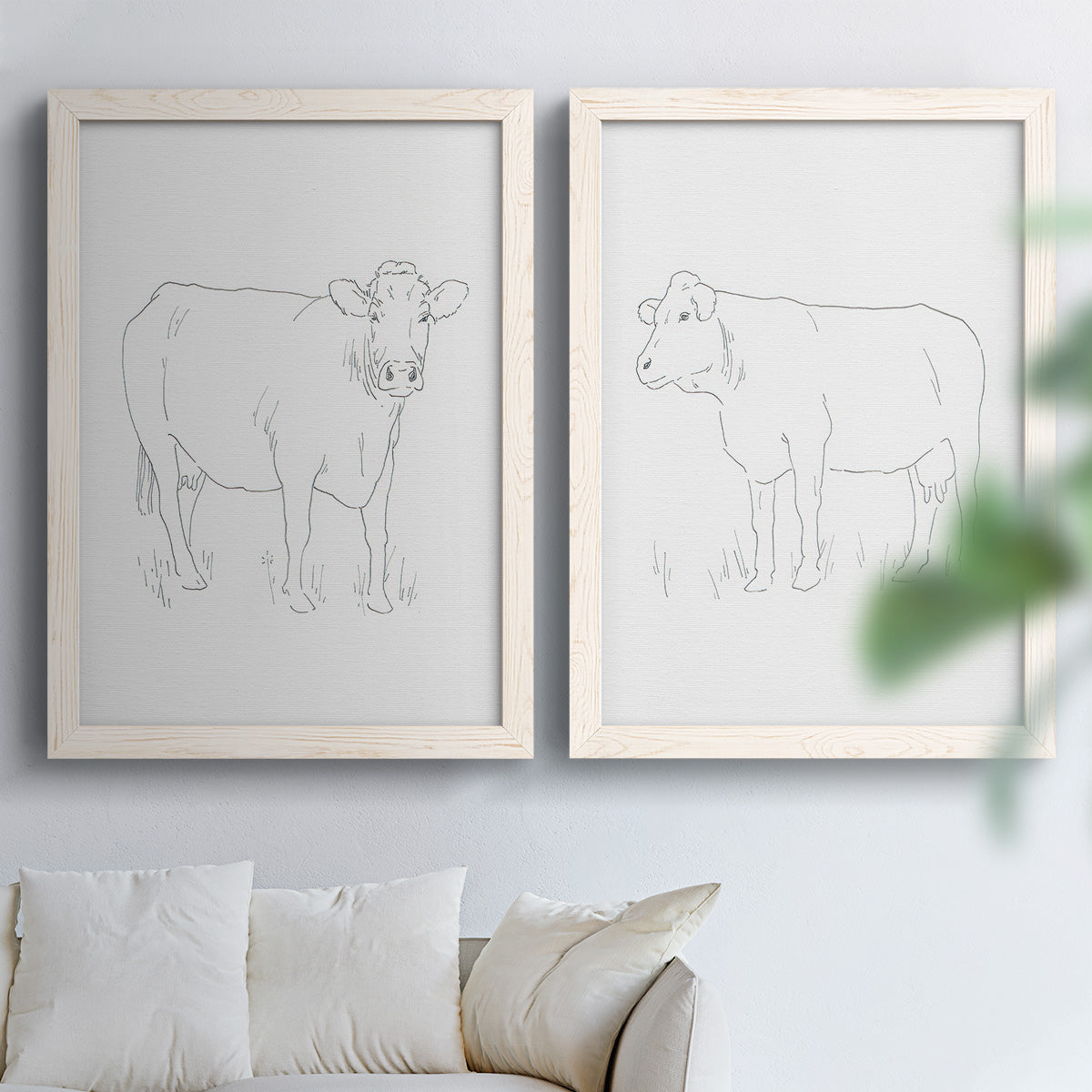 Limousin Cattle III - Premium Framed Canvas 2 Piece Set - Ready to Hang