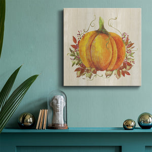 Fall Pumpkin with Leaves-Premium Gallery Wrapped Canvas - Ready to Hang