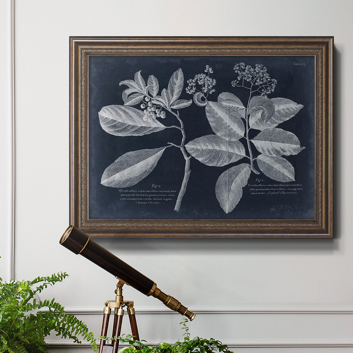 Foliage on Navy IV Premium Framed Canvas- Ready to Hang