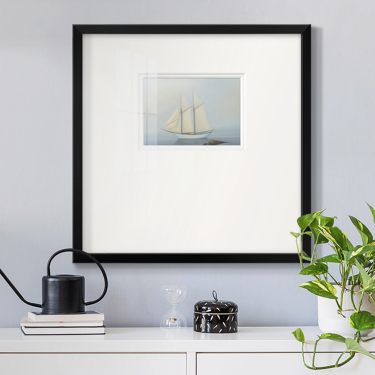 Foggy Sail II Premium Framed Print Double Matboard
