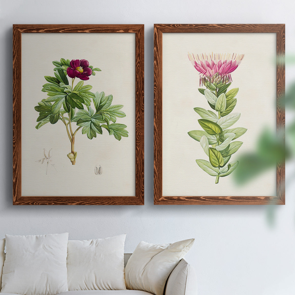 Pretty Pink Botanicals III - Premium Framed Canvas 2 Piece Set - Ready to Hang