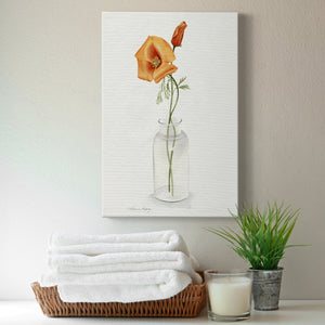 California Poppy Vase I Premium Gallery Wrapped Canvas - Ready to Hang