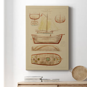 Antique Ship Plan III Premium Gallery Wrapped Canvas - Ready to Hang