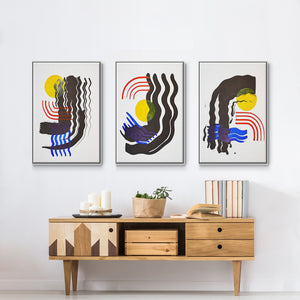 Shifting I - Framed Premium Gallery Wrapped Canvas L Frame 3 Piece Set - Ready to Hang