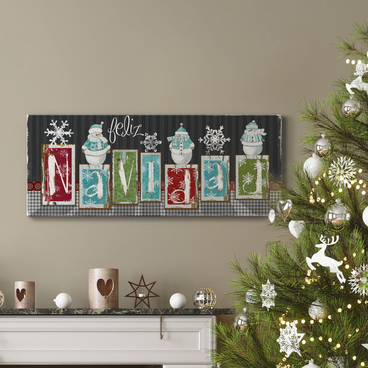 Navidad Blocks Premium Gallery Wrapped Canvas - Ready to Hang