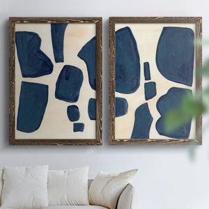 Blue Pieces I - Barnwood Framed Canvas Set