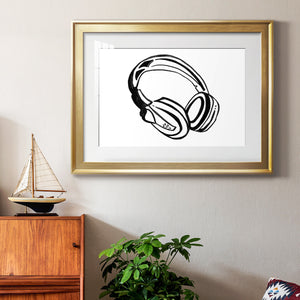 Headphones Sketch - Modern Framed Art Print