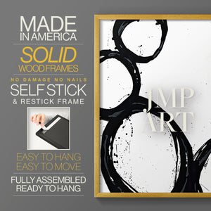 Colorful geometric landscape artwork depicting a coastal view with blue waters and green hills during daytime