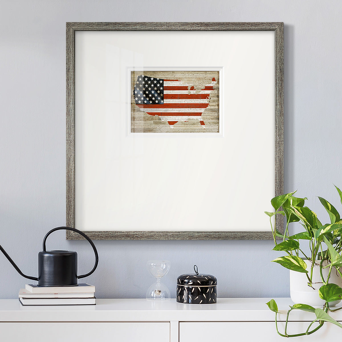 American Flag Premium Framed Print Double Matboard