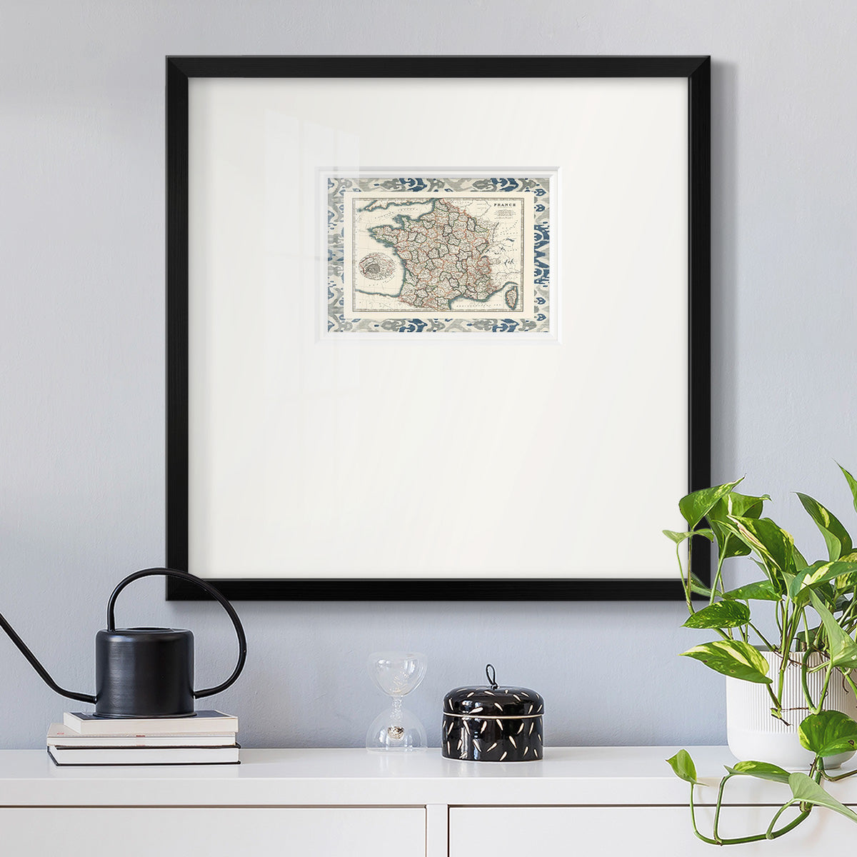 Bordered Map of France Premium Framed Print Double Matboard