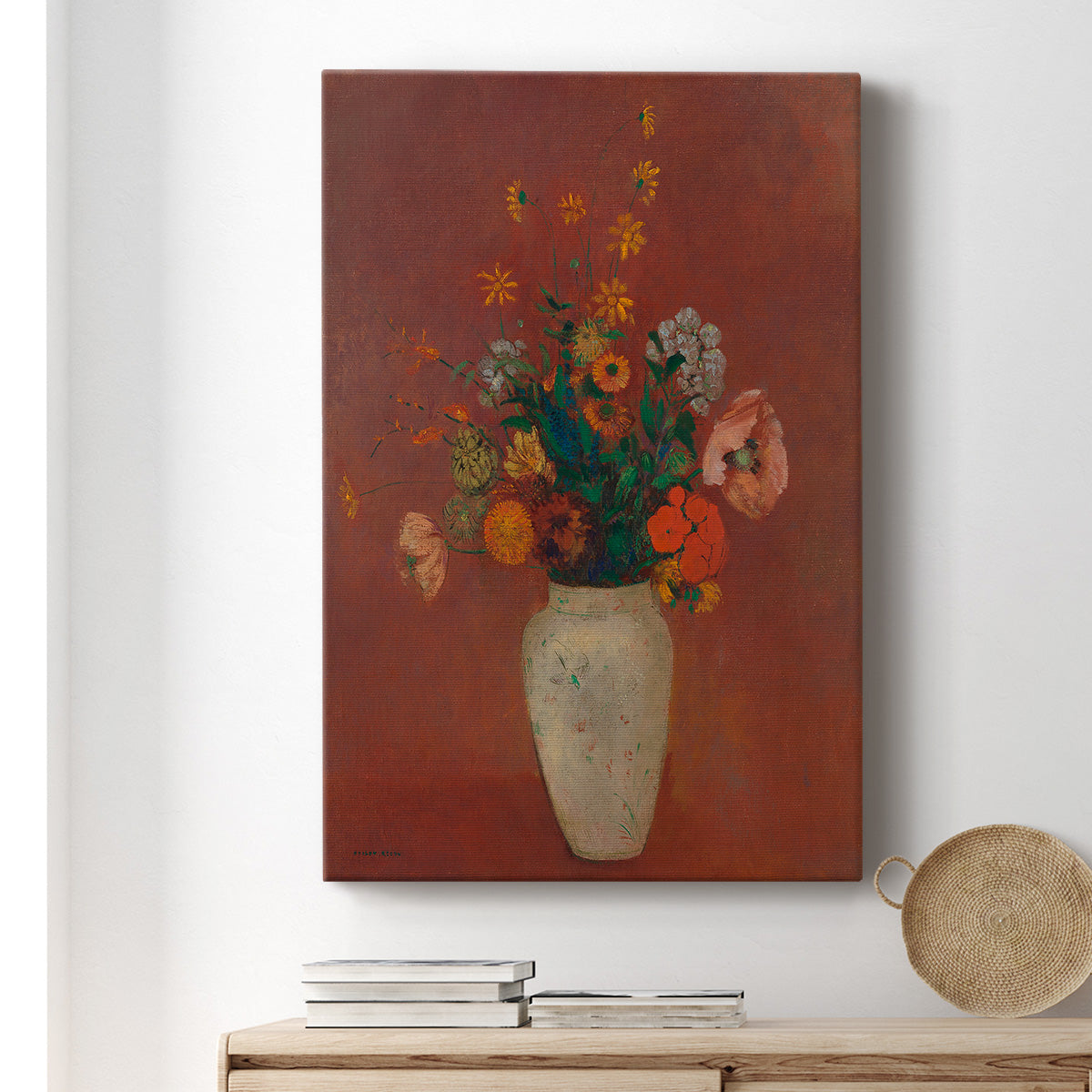 Bouquet in a Chinese Vase Premium Gallery Wrapped Canvas - Ready to Hang