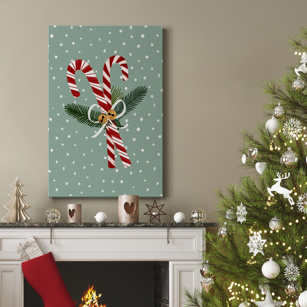 Peppermint Snowman Collection B - Gallery Wrapped Canvas
