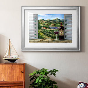 Tuscan Red and Vineyard - Modern Framed Art Print
