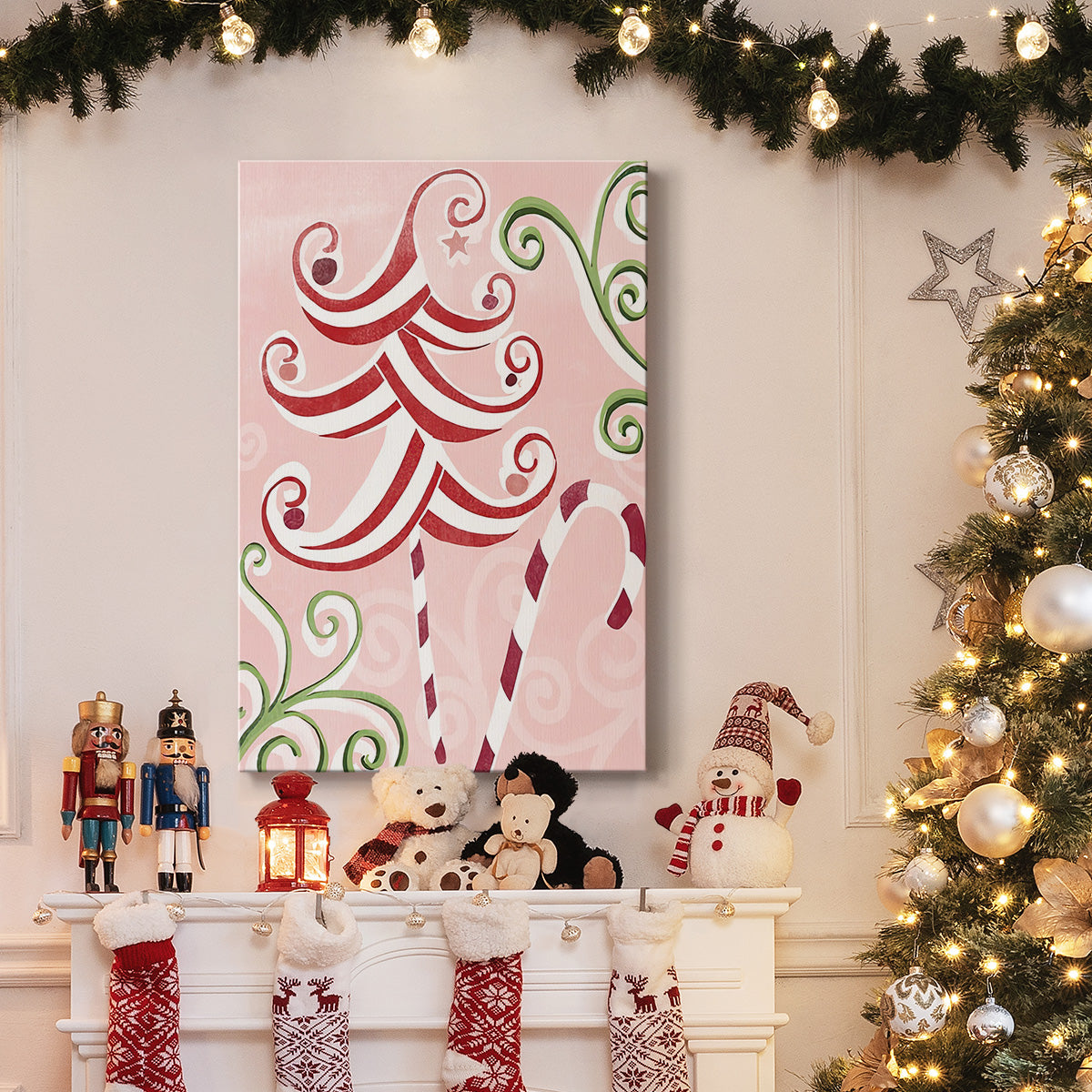 Candy Cane Holiday I - Gallery Wrapped Canvas