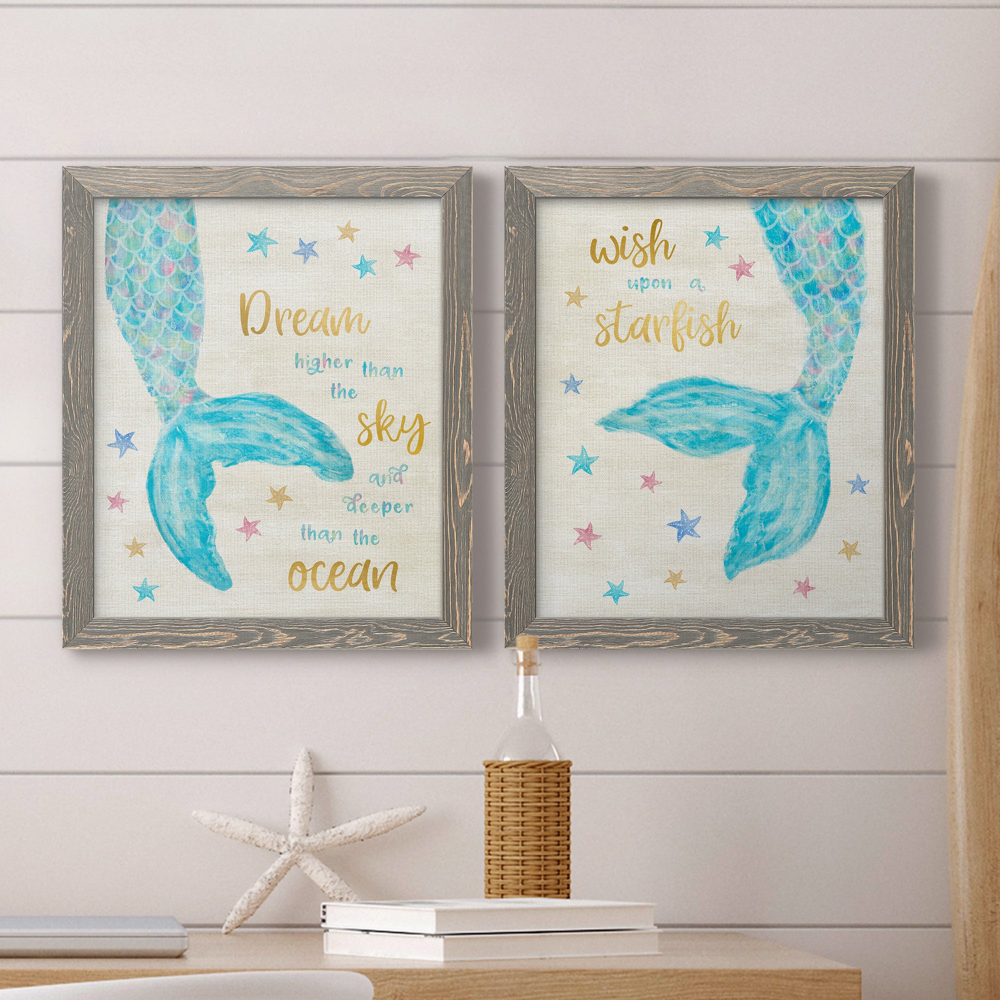 Mermaid Dream- Premium Framed Canvas in Barnwood - Ready to Hang