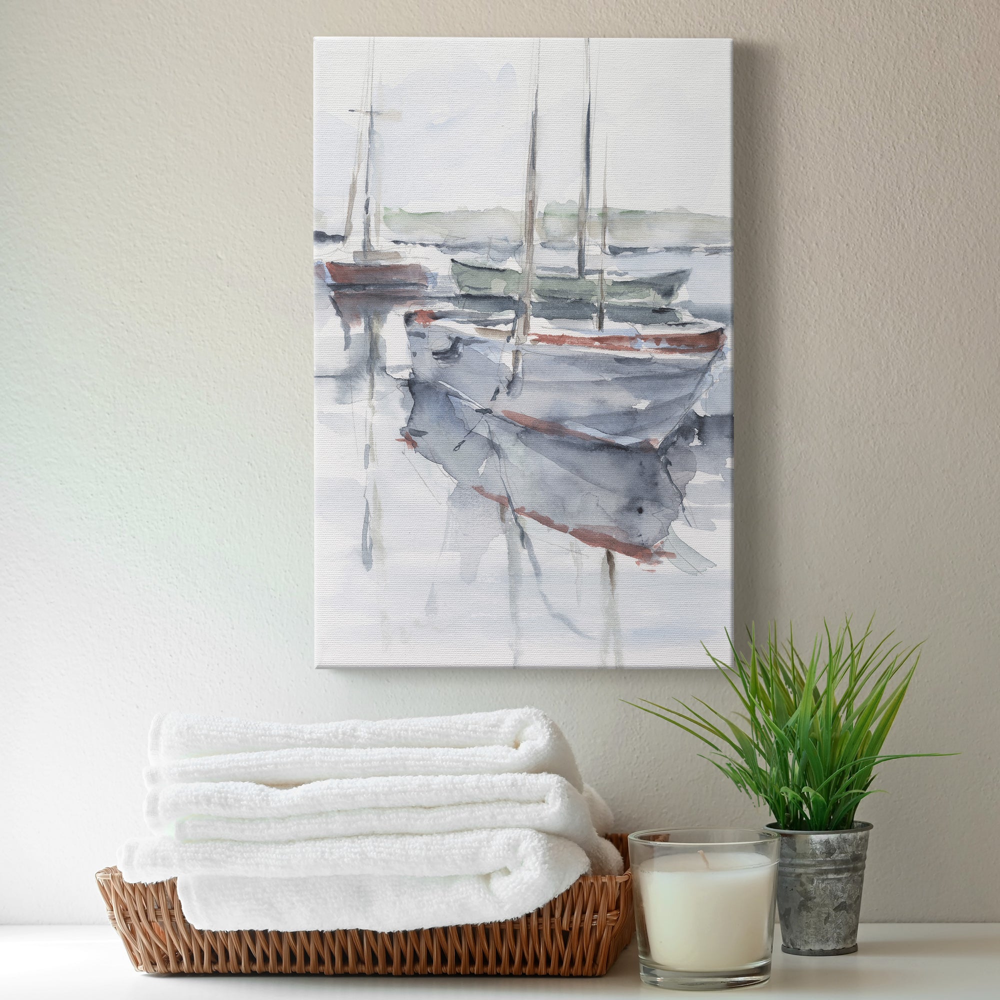 Watercolor Harbor Study I Premium Gallery Wrapped Canvas - Ready to Hang