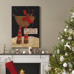 Candycane Reindeer Premium Gallery Wrapped Canvas - Ready to Hang