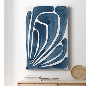 Blue Stylized Leaf II Premium Gallery Wrapped Canvas - Ready to Hang