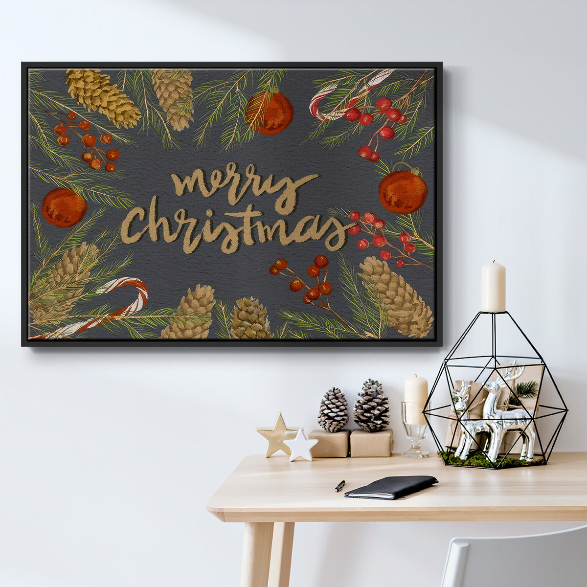 Holiday Sentiment I - Framed Gallery Wrapped Canvas in Floating Frame