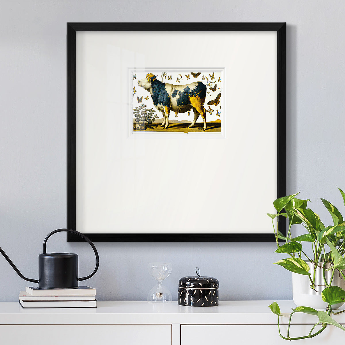 Blue and Gold Bovine Premium Framed Print Double Matboard