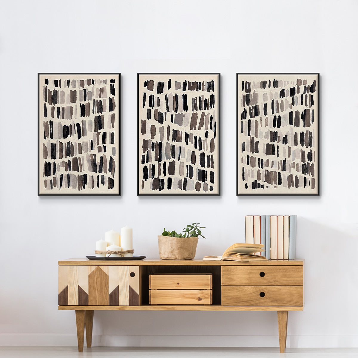 Chalk and Flint I - Framed Premium Gallery Wrapped Canvas L Frame 3 Piece Set - Ready to Hang