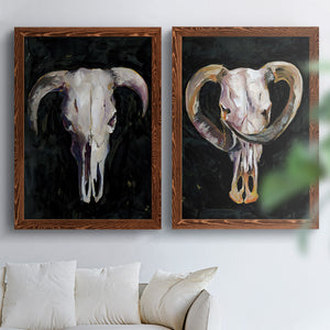 Horned Skull I - Premium Framed Canvas 2 Piece Set - Ready to Hang