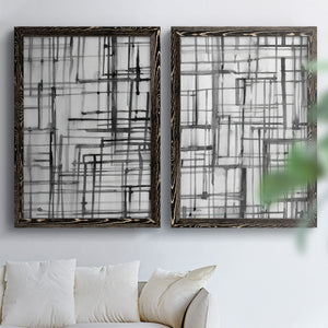 Line Meditation I - Barnwood Framed Canvas Set