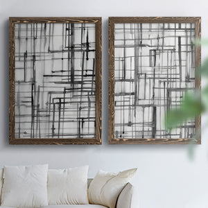 Line Meditation I - Barnwood Framed Canvas Set