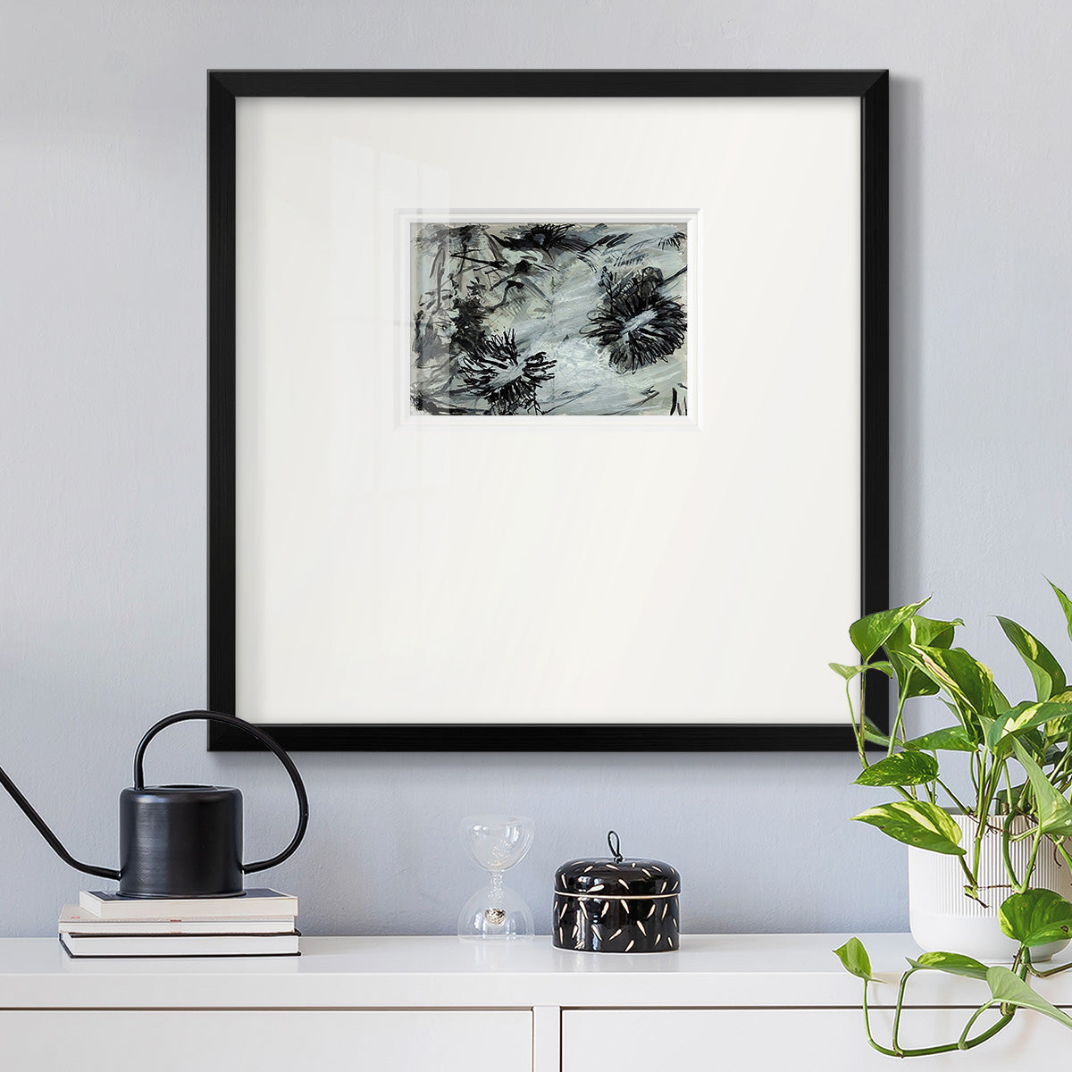 Black & White Chinois I Premium Framed Print Double Matboard