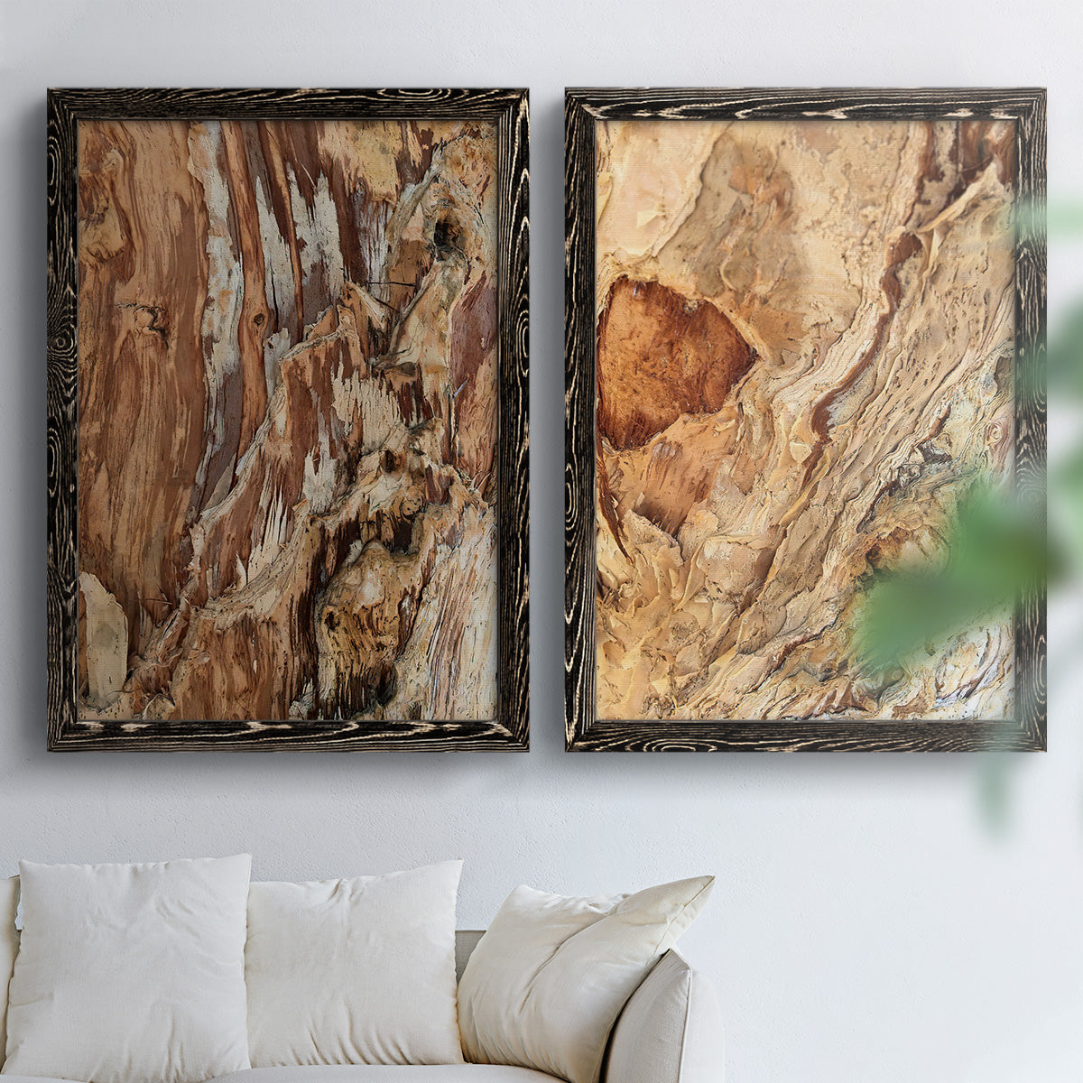 Tree Texture Triptych I - Premium Framed Canvas 2 Piece Set - Ready to Hang