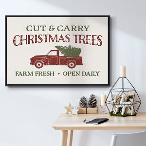 Christmas Farm Sign II - Framed Gallery Wrapped Canvas in Floating Frame