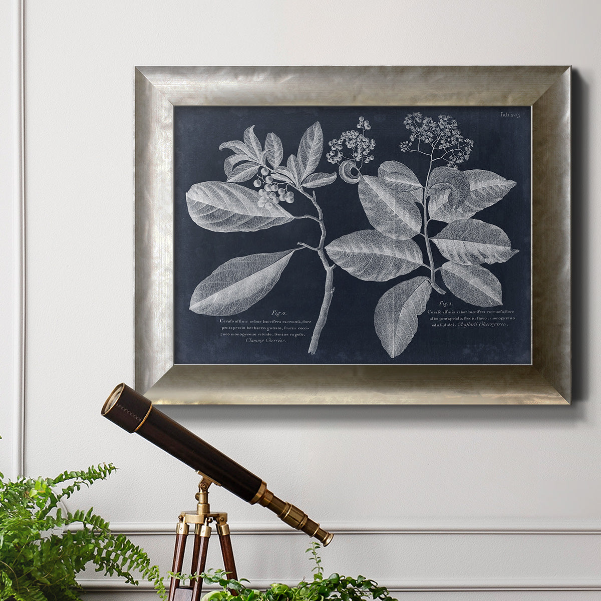 Foliage on Navy IV Premium Framed Canvas- Ready to Hang