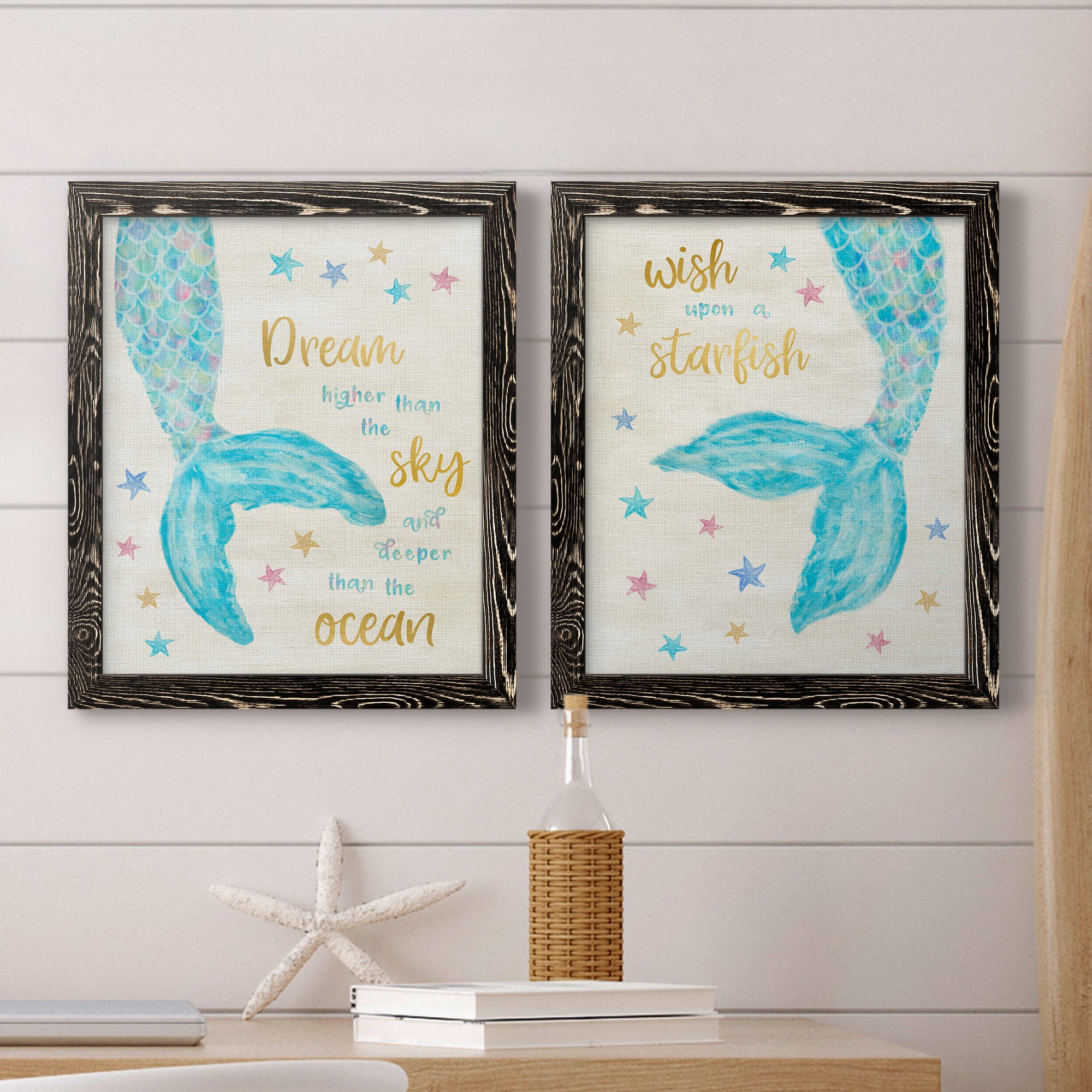 Mermaid Dream- Premium Framed Canvas in Barnwood - Ready to Hang