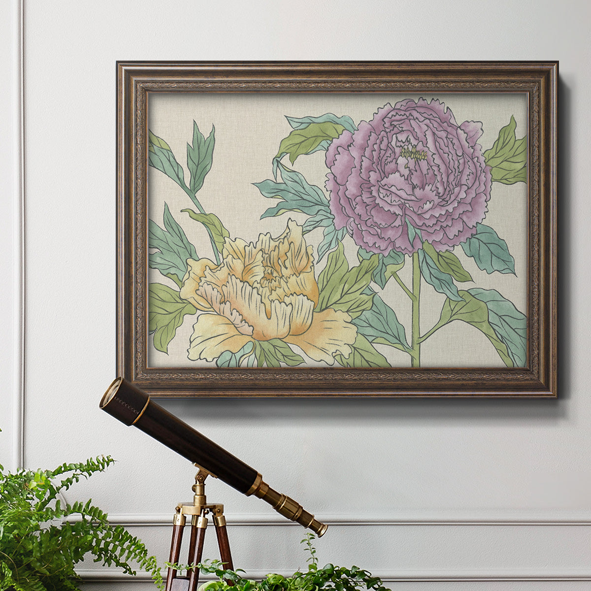 Peony Blooms III Premium Framed Canvas- Ready to Hang