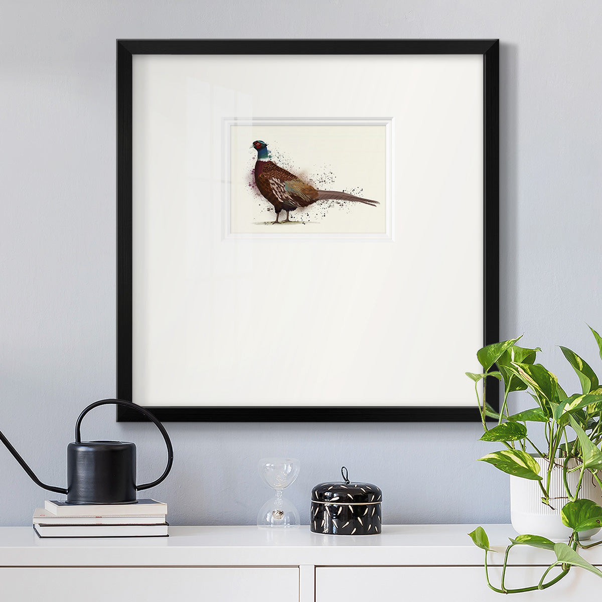 Pheasant Splash 1 Premium Framed Print Double Matboard