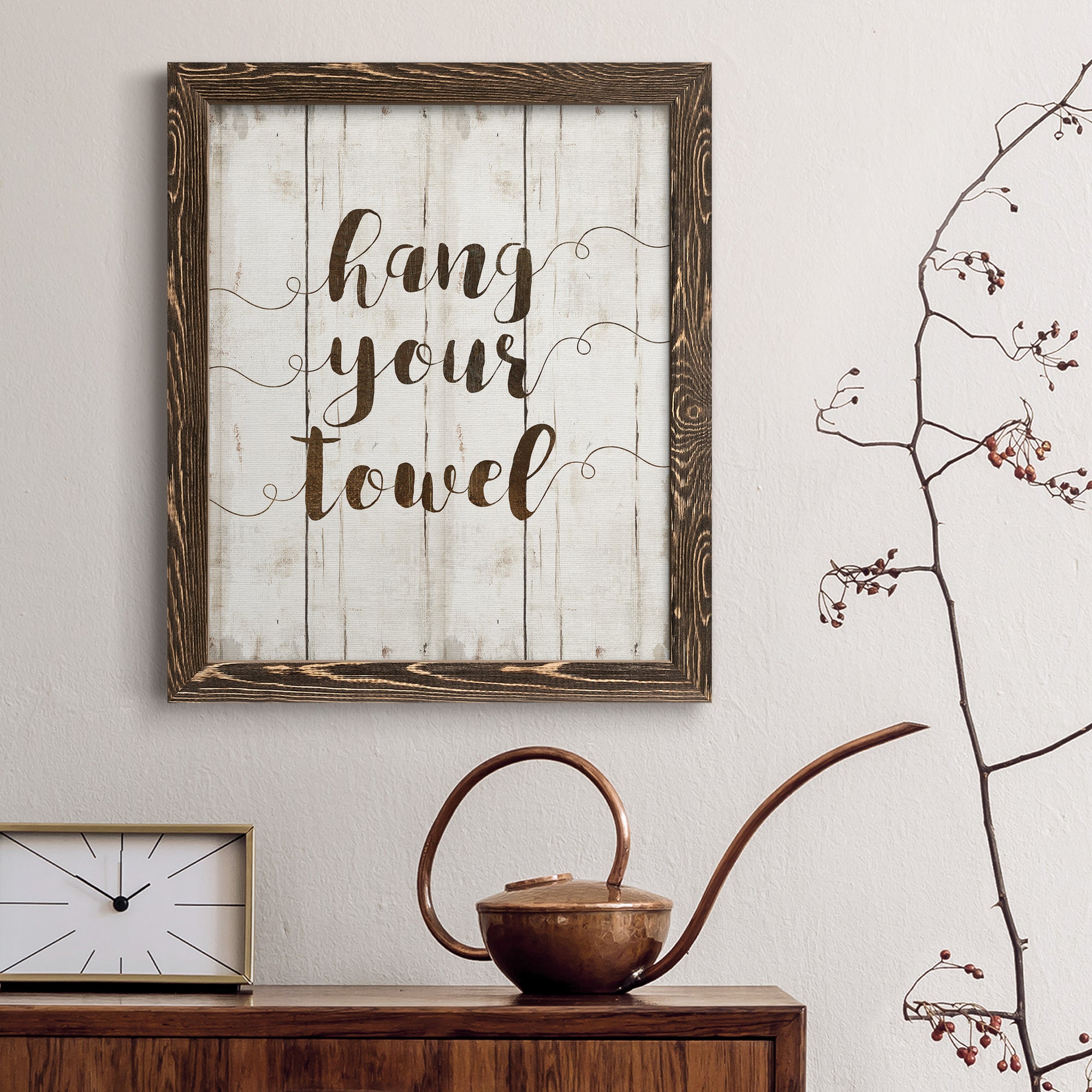 Hang Your Towel - Premium Canvas Framed in Barnwood - Ready to Hang