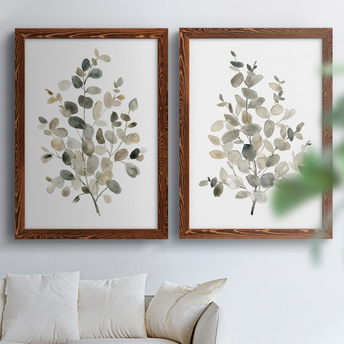 Neutral Eucalyptus I - Premium Framed Canvas 2 Piece Set - Ready to Hang