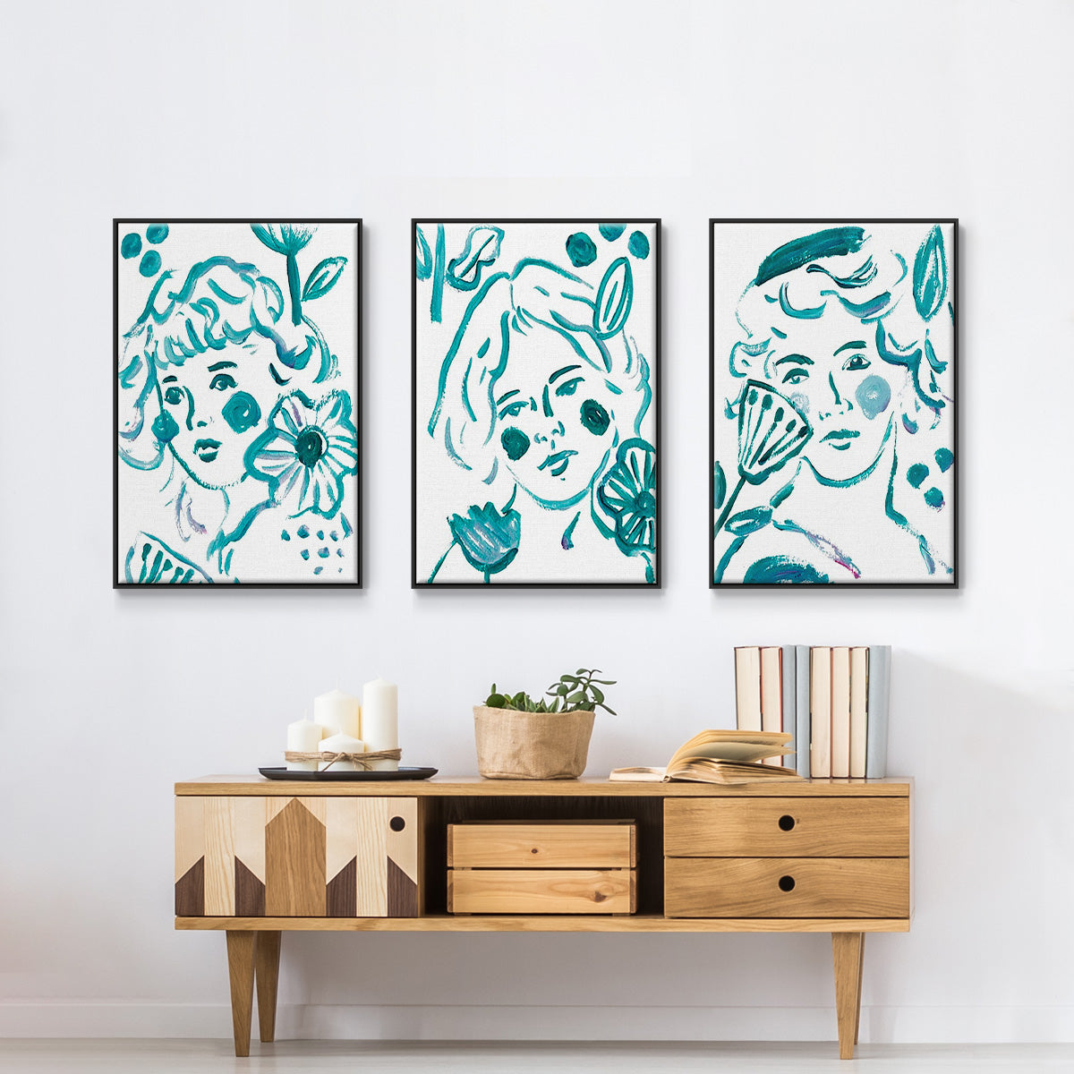Budding Flower I - Framed Premium Gallery Wrapped Canvas L Frame 3 Piece Set - Ready to Hang