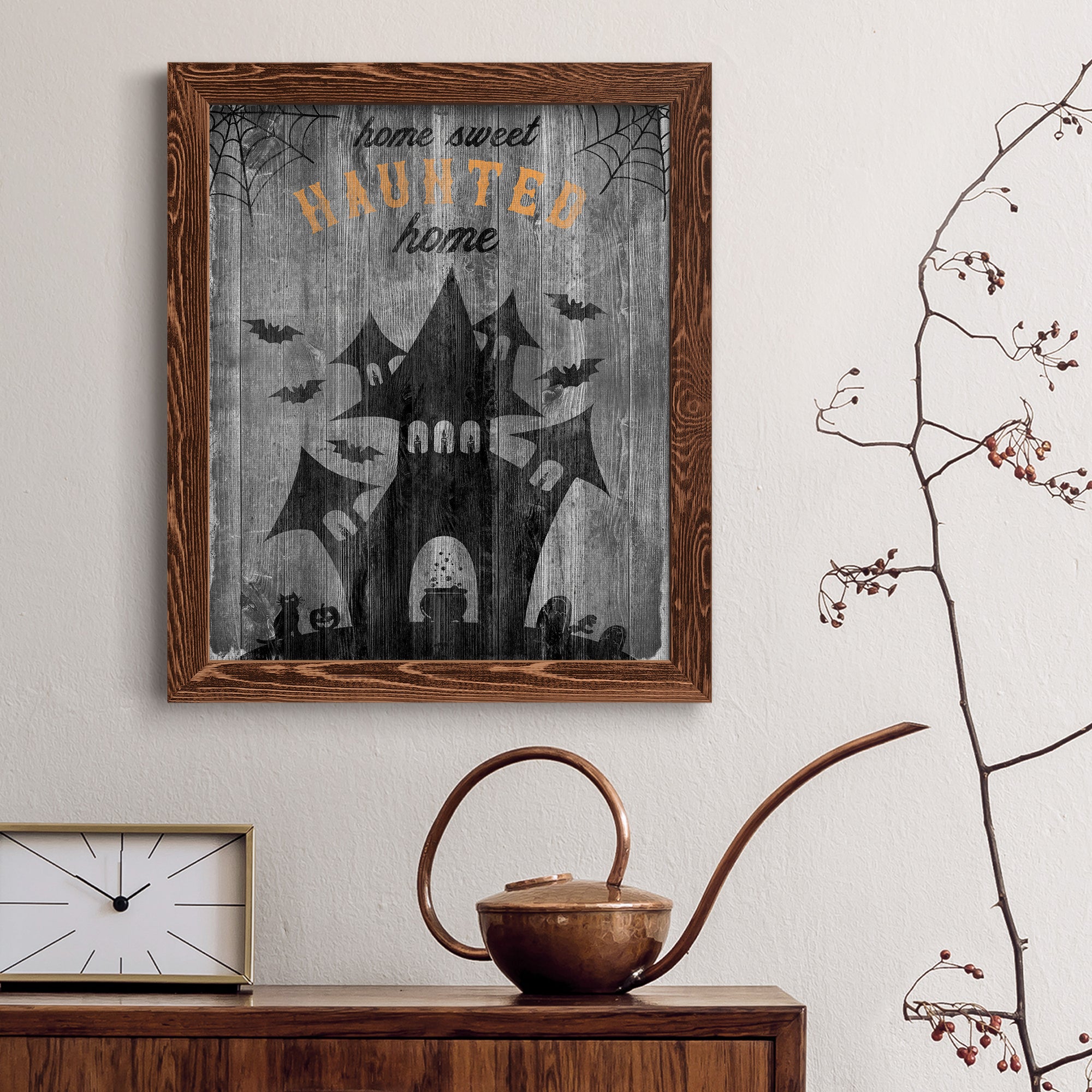 Haunted House - Premium Canvas Framed in Barnwood - Ready to Hang