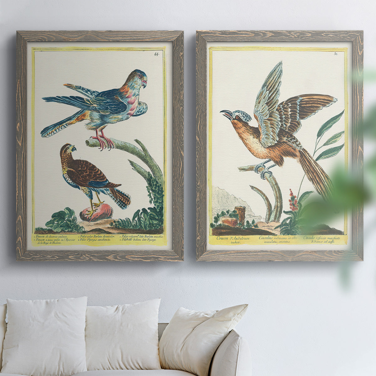 Pastel Birds III - Premium Framed Canvas 2 Piece Set - Ready to Hang