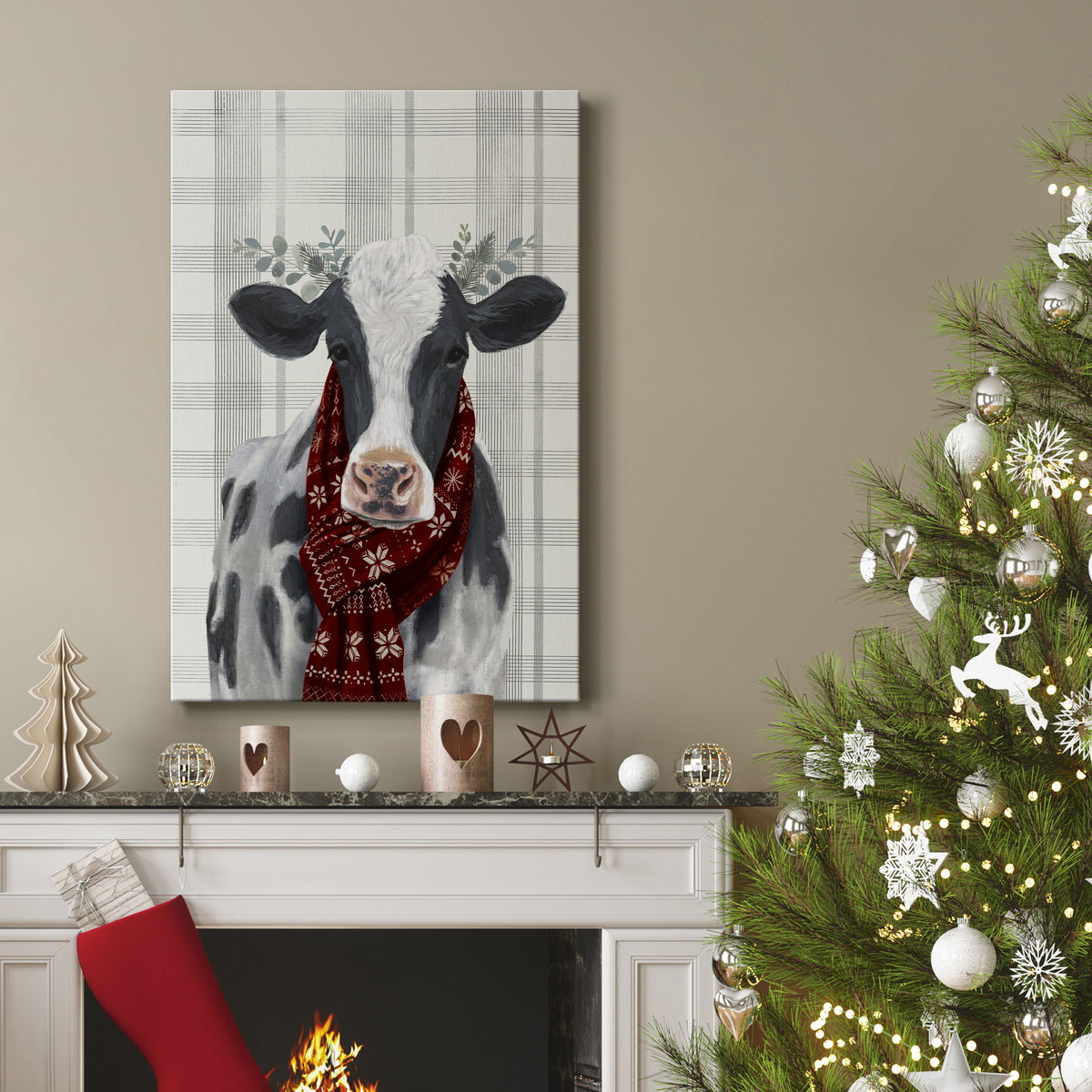 Yuletide Cow I Premium Gallery Wrapped Canvas - Ready to Hang